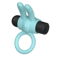 Passion Play Silicone Rabbit Vibrating Cockring - Blue